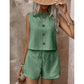 Ärmelloses Tanktop mit Knopfleiste und Shorts für Damen