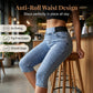 👖Damen hochtaillierte Denim-Caprihosen mit elastischem Bund – verkürzte Jeans