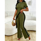 Damen Set aus Kurzarm-Oberteil & ausgestellter Hose
