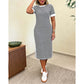 Gestreiftes Midi-Kleid mit kurzen Ärmeln für Damen