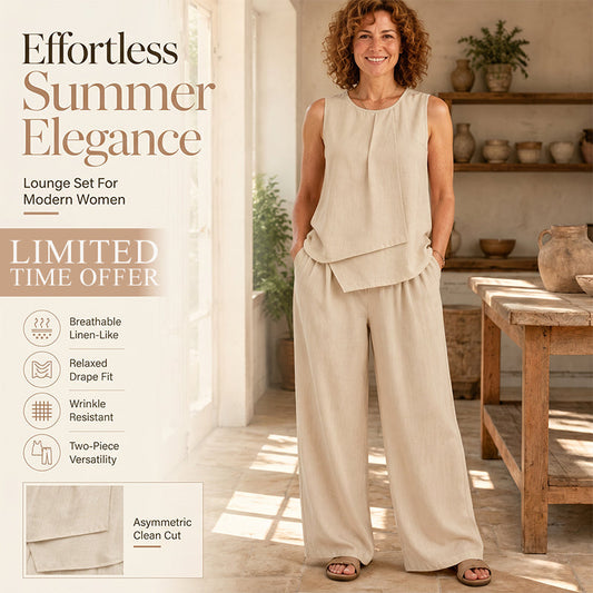 Set aus asymmetrischem Oberteil und Hose mit weitem Bein für Damen