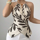 ⌛Limited-Time Offer-Women's Halter Neck Printed Top Sleeveless