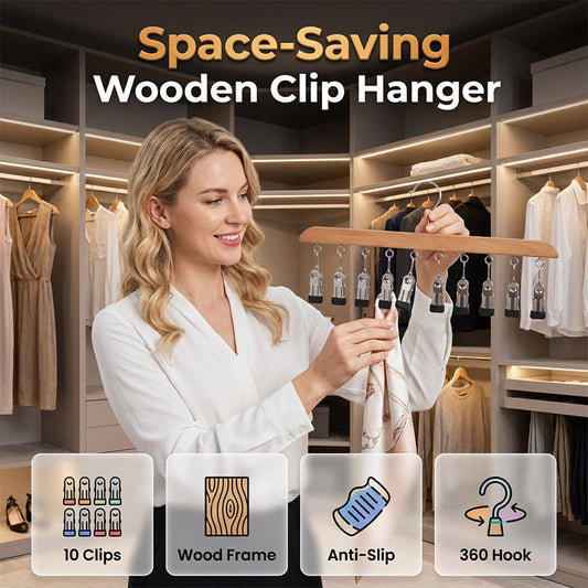 ✨🔥Multi-Clip Holzbügel zur Schrankorganisation