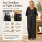 Damen Set aus Knopfleiste-Kordelzug-Oberteil & Weitbein-Hose