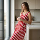 Gestreiftes, ärmelloses Maxikleid für Damen
