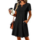 Damen Bohemian Spitzen V-Ausschnitt T-Shirt-Kleid