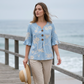 Sommerliches Damen-Top mit Blumenmuster und Rüschenärmeln