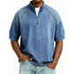 Vintage-Denim-T-Shirt mit halbem Reißverschluss für Herren