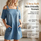 Damen Denim-Kleid mit verstellbaren Schnallen und Taschen