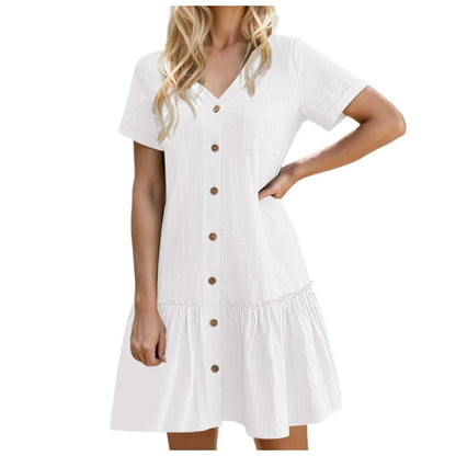 ⌛Zeitlich begrenztes Angebot – Lässiges Kleid aus Baumwoll-Leinen-Mischgewebe