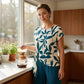 Frauen elegantes zweiteiliges Set mit Print