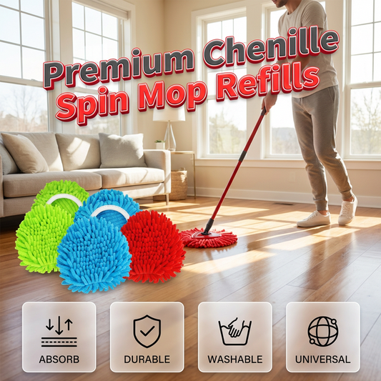 🧹 Ersatz-Mopkopf aus Chenille für Spinnmopp – hochwertiges Material, saugstark & langlebig – passend für die gängigsten Spinnmopp-Modelle