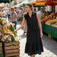 Ärmelloses Sommerkleid für Damen mit Rüschen vorne