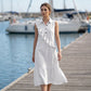 Ärmelloses Sommerkleid für Damen mit Rüschen vorne