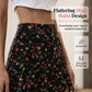 Damen-Midirock mit Blumenmuster, hoher Taille, Rüschen und Schlitz für den Sommerurlaub