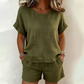 2-teiliges Set aus kurzärmeligem Oberteil und Shorts für Damen