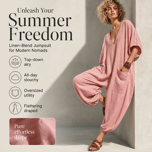 Locker sitzender Sommer-Jumpsuit für Damen mit V-Ausschnitt