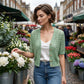 Kurzärmelige Strickjacke mit Aussparungen für Damen