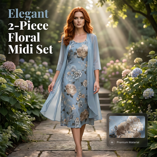 ⌛Zeitlich begrenztes Angebot – Midi-Kleid mit Blumenmuster für Damen
