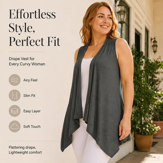 Lässige, ärmellose, drapierte Strickjacke für Damen
