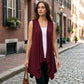Lässige, ärmellose, drapierte Strickjacke für Damen