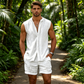 ⏰✨Sommer Herren Set – Ärmelloses Hemd mit Knopfleiste & Shorts 👕 Atmungsaktiv & Bequem