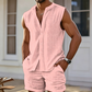 ⏰✨Sommer Herren Set – Ärmelloses Hemd mit Knopfleiste & Shorts 👕 Atmungsaktiv & Bequem