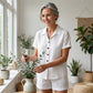 2-teiliges Set aus Damen-Hemd mit Knopfleiste und Shorts