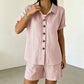 2-teiliges Set aus Damen-Hemd mit Knopfleiste und Shorts