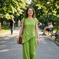 2-teiliges Set aus Oberteil mit asymmetrischem Saum und Hose für Damen