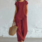 2-teiliges Set aus Oberteil mit asymmetrischem Saum und Hose für Damen