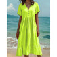 👗Midi-Kleid für Damen mit V-Ausschnitt, kurzen Ärmeln und Rüschen