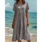 👗Midi-Kleid für Damen mit V-Ausschnitt, kurzen Ärmeln und Rüschen
