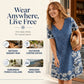 ✨ Kleid mit Denim-Optik & V-Ausschnitt – figurschmeichelnd, knitterarm & leicht zu kombinieren – zu Sneakern, Sandalen oder Stiefeln