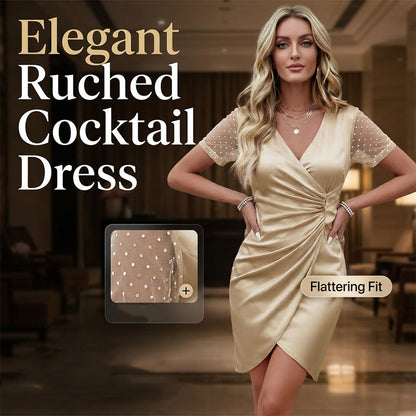 Cocktailkleid für Damen mit V-Ausschnitt und hoher Taille