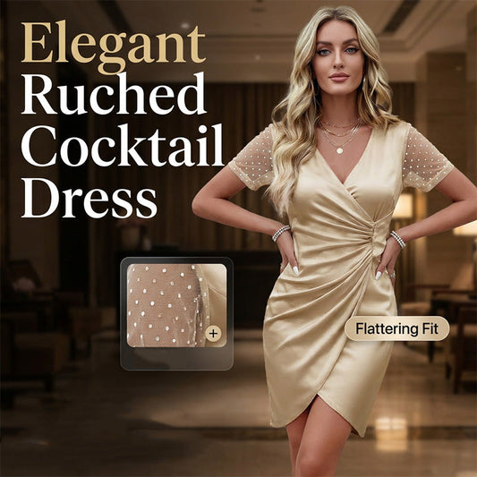 Cocktailkleid für Damen mit V-Ausschnitt und hoher Taille