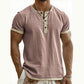 🌿 Kurzärmeliges, atmungsaktives Henley-Shirt mit Kontrast