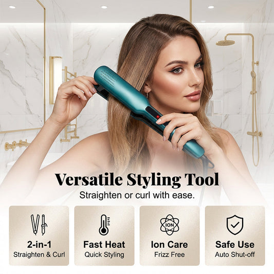 2-in-1 Haarglätter und Lockenstab mit negativer Ionen-Technologie