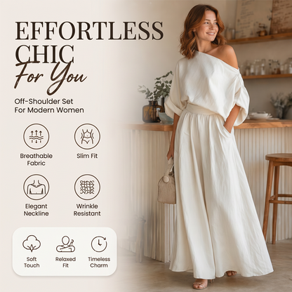 Set aus schulterfreiem Oberteil und Hose mit weitem Bein für Damen