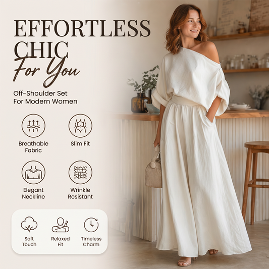 Set aus schulterfreiem Oberteil und Hose mit weitem Bein für Damen