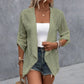 Lässige, strukturierte Damen-Strickjacke mit offener Vorderseite