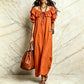 Maxikleid für Damen im Bohemian-Stil mit Rüschen am Ausschnitt