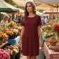 ⌛Zeitlich begrenztes Angebot – Rundhalsausschnitt-Kleid für Damen mit Struktur und knielanger Länge