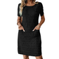 ⌛Zeitlich begrenztes Angebot – Rundhalsausschnitt-Kleid für Damen mit Struktur und knielanger Länge