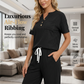 2-teiliges Set aus geripptem Strickoberteil und Hose für Damen