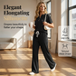 2-teiliges Set aus geripptem Strickoberteil und Hose für Damen