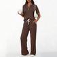 2-teiliges Set aus geripptem Strickoberteil und Hose für Damen