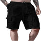 Atmungsaktive Herren-Shorts aus Baumwolle und Leinen mit mehreren Taschen