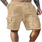 Atmungsaktive Herren-Shorts aus Baumwolle und Leinen mit mehreren Taschen