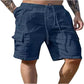 Atmungsaktive Herren-Shorts aus Baumwolle und Leinen mit mehreren Taschen